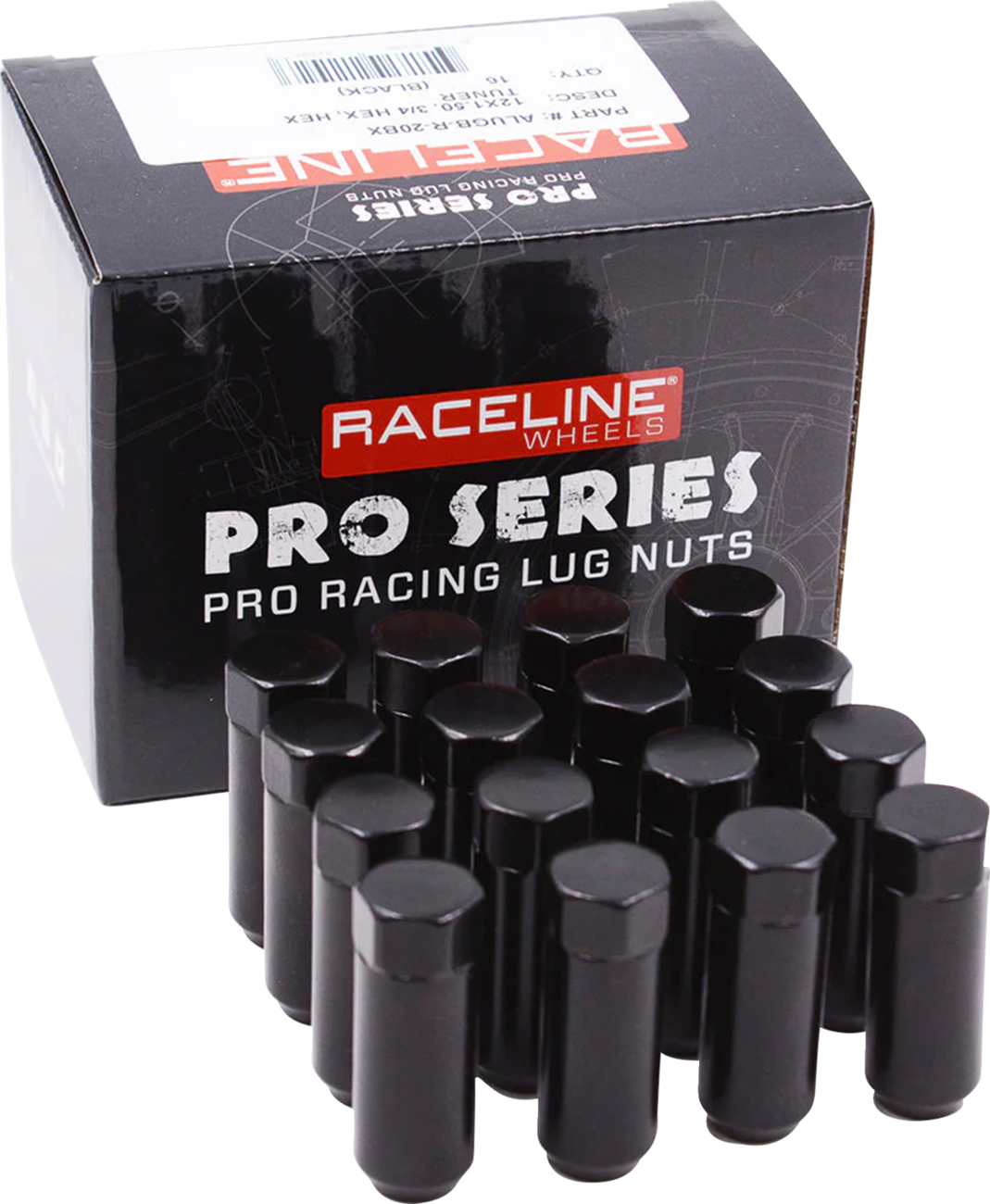 RACELINE WHEELS 16 PACK 12 x1.5, 3/4 HEX- BLK- MILITARY KIT
