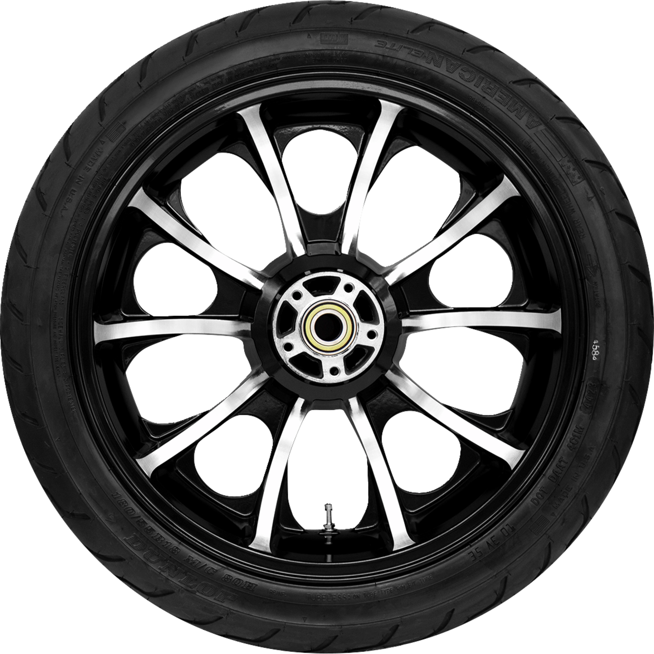 COASTAL MOTO WHEEL REAR LARGO W/TIRE ABS (TPMS) SOLID BLACK CUT 18"