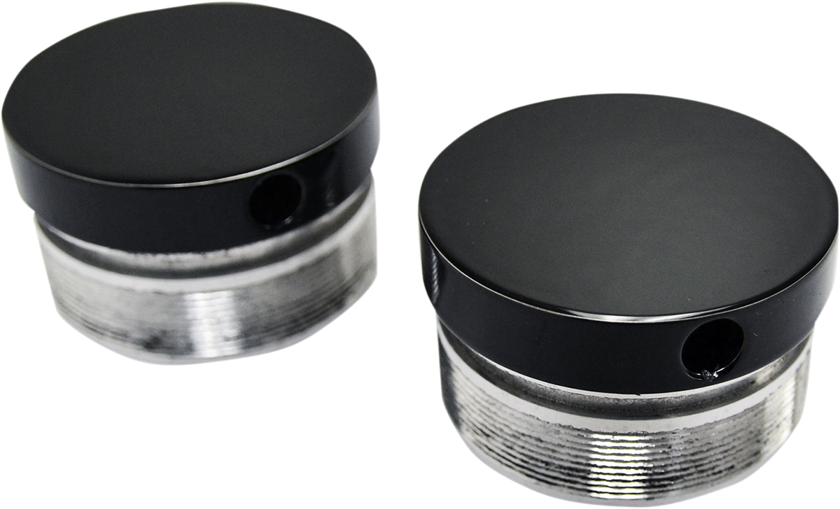 LA CHOPPERS Flush-Mount Fork Cap - 49 mm - Gloss Black Powder Coat