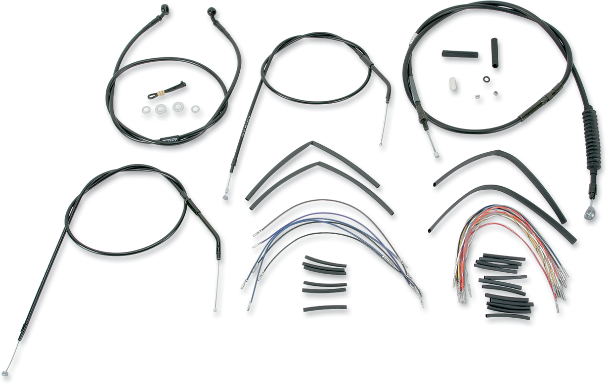 BURLY BRAND Complete Black Vinyl Handlebar Cable/Line Kit for Ape Hangers - 16" - '96-'03 Sportster