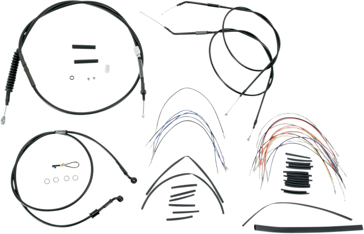 BURLY BRAND Complete Black Vinyl Handlebar Cable/Line Kit for Ape Hangers - 16" - '07-'13 Sportster