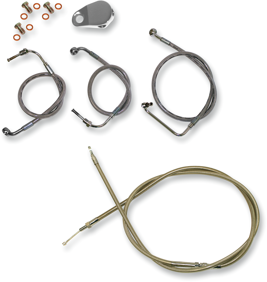 LA CHOPPERS Standard Stainless Braided Handlebar Cable/Brake Line Kit - Mini Ape Hangers - '08-'13 FL