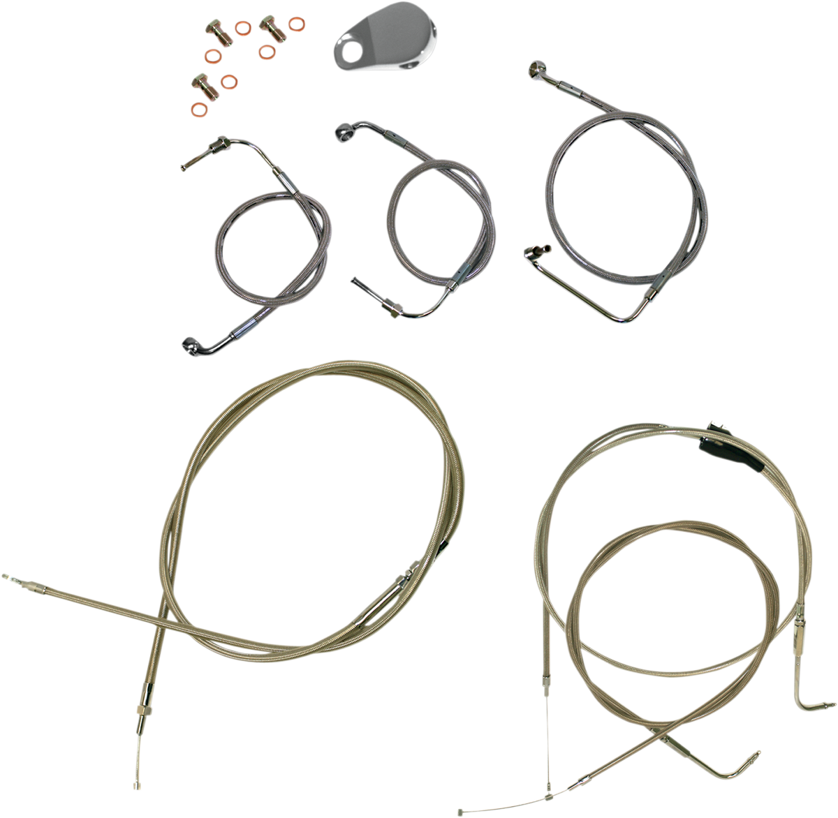 LA CHOPPERS Standard Stainless Braided Handlebar Cable/Brake Line Kit - 12"-14" Ape Hangers - '96-'07 Touring