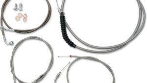 LA CHOPPERS Standard Stainless Braided Handlebar Cable/Brake Line Kit - 12"-14" Ape Hangers - '00-'06 FXST