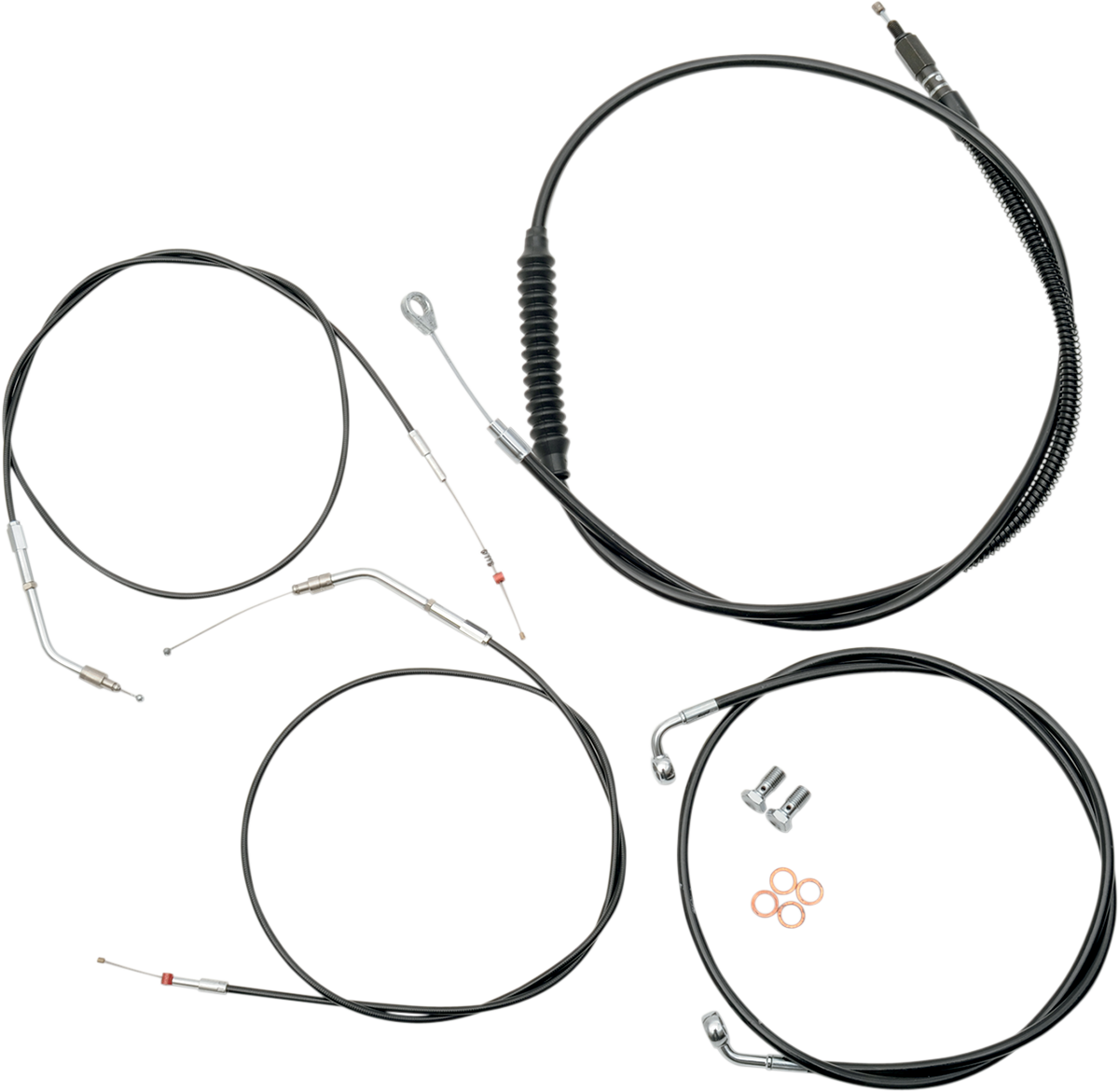 LA CHOPPERS Standard Black Vinyl Handlebar Cable/Brake Line Kit - Mini Ape Hangers - '07-'22 Sportster