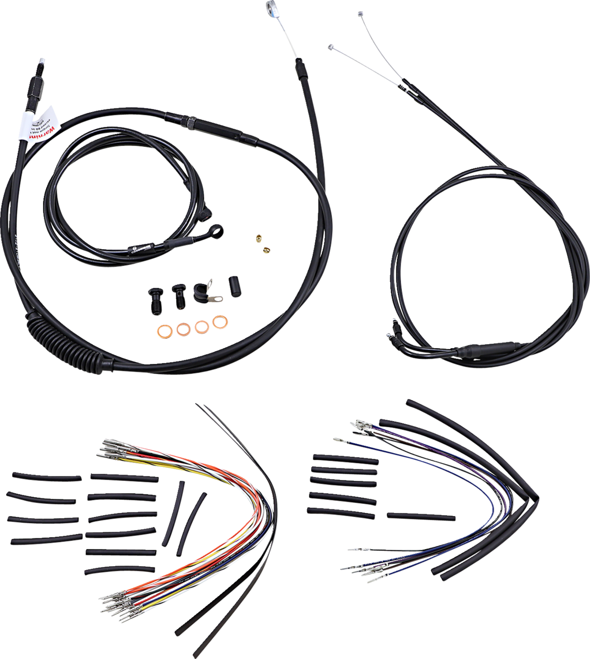 BURLY BRAND Complete Black Vinyl Handlebar Cable/Line Kit for Ape Hangers - 18" - '00-'06 FXST