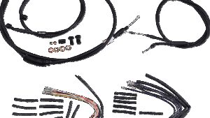 BURLY BRAND Complete Black Vinyl Handlebar Cable/Line Kit for Ape Hangers - 14" - '96-'05 FXD