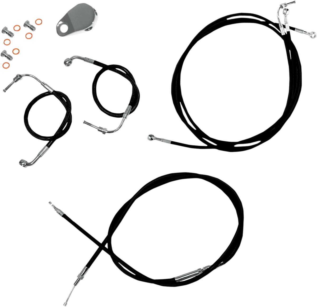 LA CHOPPERS Standard Black Vinyl Handlebar Cable/Brake Line Kit - 15"-17" Ape Hangers - '08-'13 FLH