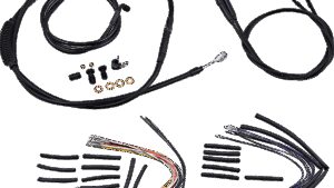 BURLY BRAND Complete Black Vinyl Handlebar Cable/Line Kit for Ape Hangers - 12" - '06 FXDWG