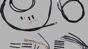 BURLY BRAND Complete Black Vinyl Handlebar Cable/Line Kit for Ape Hangers - 16" - '06 FXDWG