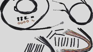 BURLY BRAND Complete Black Vinyl Handlebar Cable/Line Kit for Ape Hangers - 12" - '07-'11 FXDWG