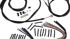 BURLY BRAND Complete Black Vinyl Handlebar Cable/Line Kit for Ape Hangers - 16" - '07-'11 FXDWG