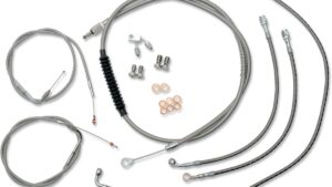 LA CHOPPERS Standard Stainless Braided Handlebar Cable/Brake Line Kit - 15"-17" Ape Hangers - '11-'14 Softail