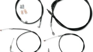 LA CHOPPERS Standard Black Vinyl Handlebar Cable/Brake Line Kit - 15"-17" Ape Hangers - '10-'17 FLD/FXDWG