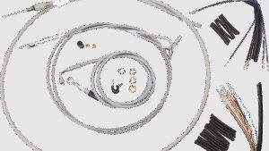 BURLY BRAND Complete Stainless Braided Handlebar Cable/Brake Line Kit - 14" Ape Hangers - '00-'06 FLST