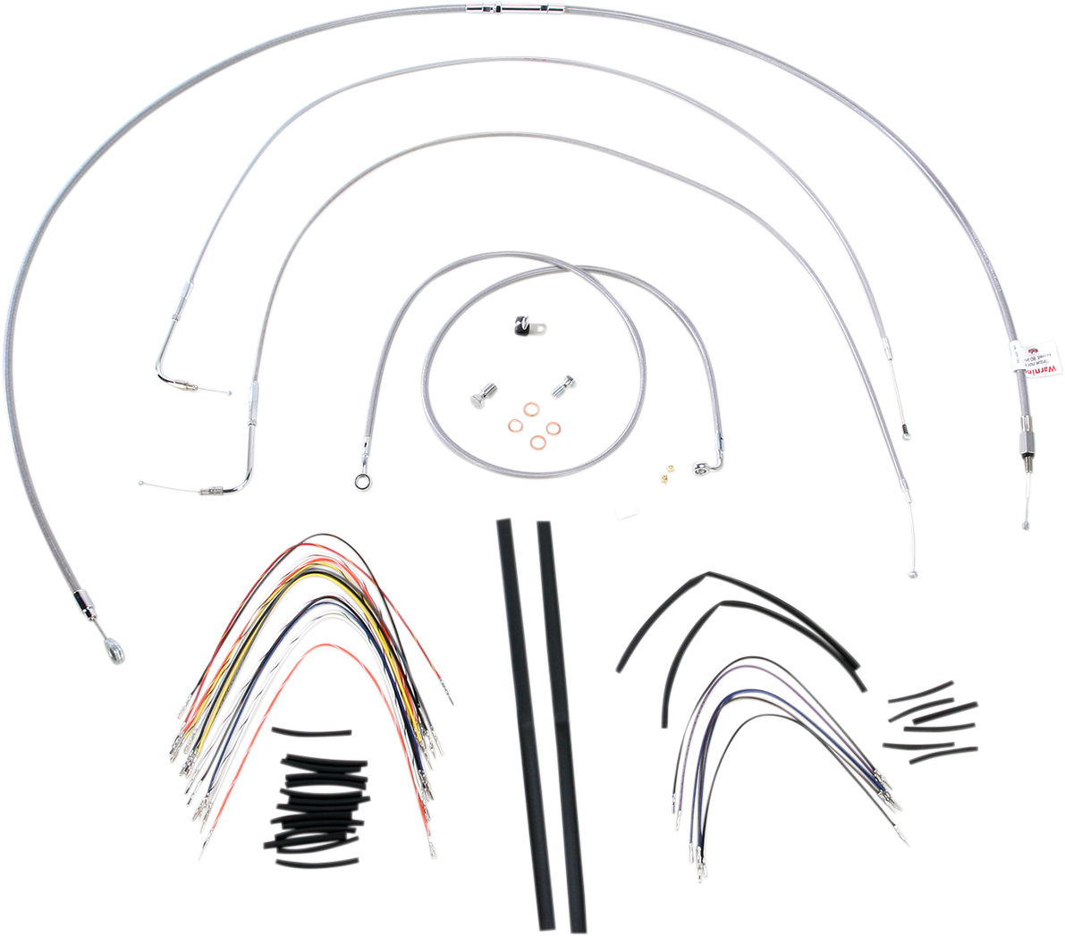 BURLY BRAND Complete Stainless Braided Handlebar Cable/Brake Line Kit - 18" Ape Hangers - '07-'10 FLST