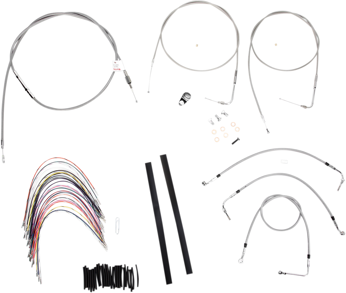 BURLY BRAND Complete Stainless Braided Handlebar Cable/Brake Line Kit - 16" Ape Hangers - '00-'06 Touring