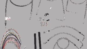 BURLY BRAND Complete Stainless Braided Handlebar Cable/Brake Line Kit - 14" Ape Hangers - '00-'06 Touring