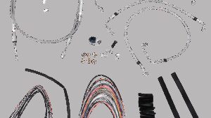 BURLY BRAND Complete Stainless Braided Handlebar Cable/Brake Line Kit - 14" Ape Hangers - '08-'13 Touring