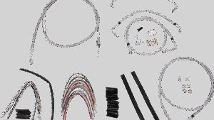 BURLY BRAND Complete Stainless Braided Handlebar Cable/Brake Line Kit - 16" Ape Hangers- '08-'13 Touring