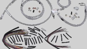 BURLY BRAND Complete Stainless Braided Handlebar Cable/Brake Line Kit - 18" Ape Hangers - '08-'13 Touring