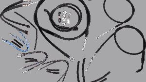 BURLY BRAND Complete Black Vinyl Handlebar Cable/Line Kit for Ape Hangers - 14" - '12-'17 Dyna