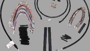 BURLY BRAND Complete Black Vinyl Handlebar Cable/Line Kit for Ape Hangers - 15" - '08-'13 FLH