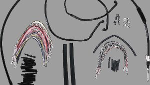 BURLY BRAND Complete Black Vinyl Handlebar Cable/Line Kit for Ape Hangers - 15" - '08-'13 FLH