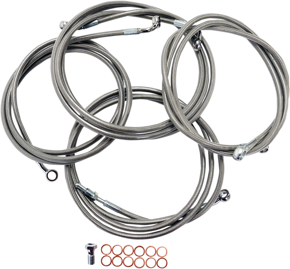 LA CHOPPERS Standard Stainless Braided Handlebar Cable/Brake Line Kit - 12"-14" Ape Hangers - '14-'16 Touring