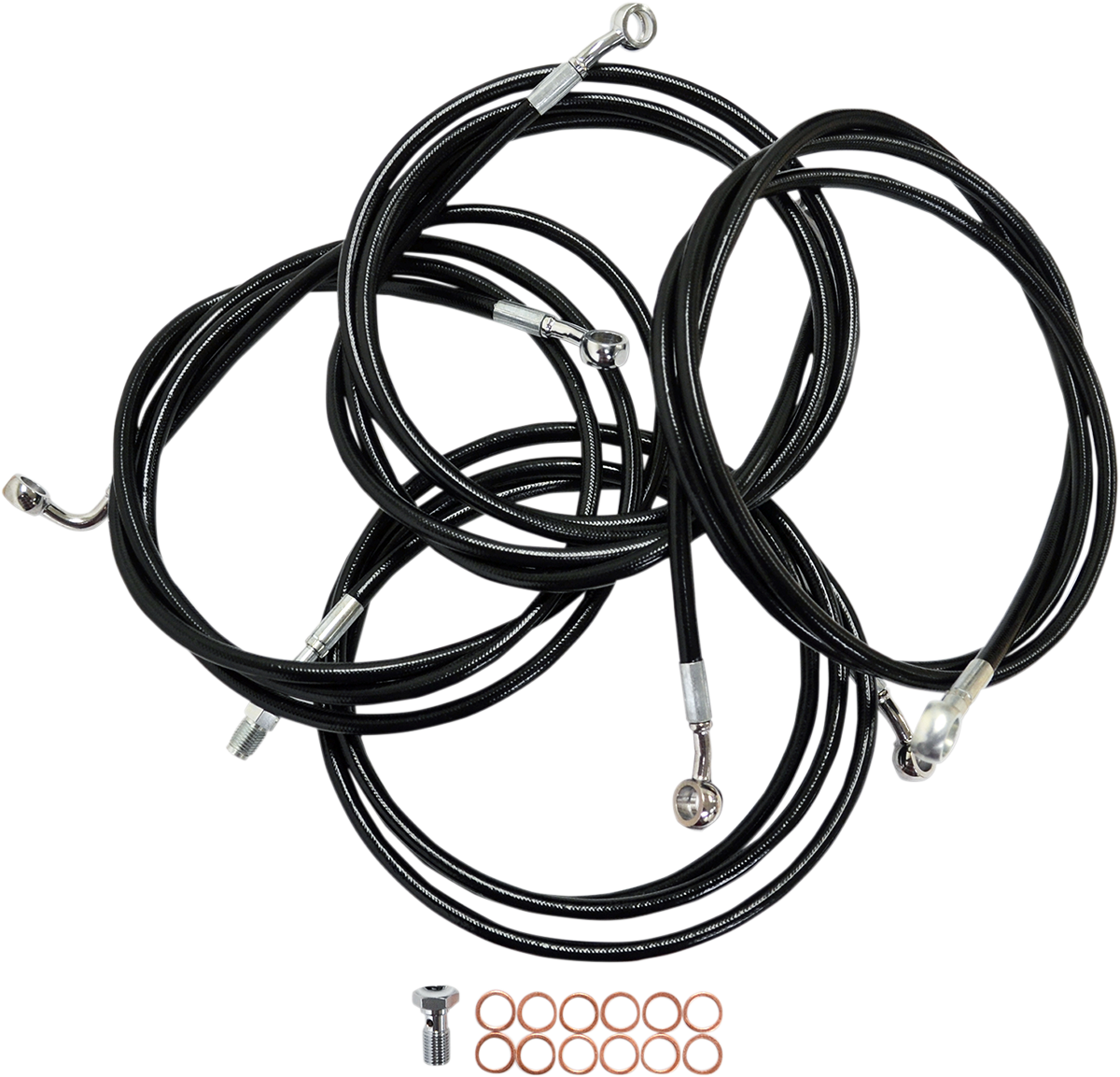 LA CHOPPERS Standard Black Vinyl Handlebar Cable/Brake Line Kit - 15"-17" Ape Hangers - '14-'16 FLH