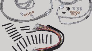 BURLY BRAND Complete Stainless Braided Handlebar Cable/Brake Line Kit - 13" Ape Hangers - '08-'13 FLH