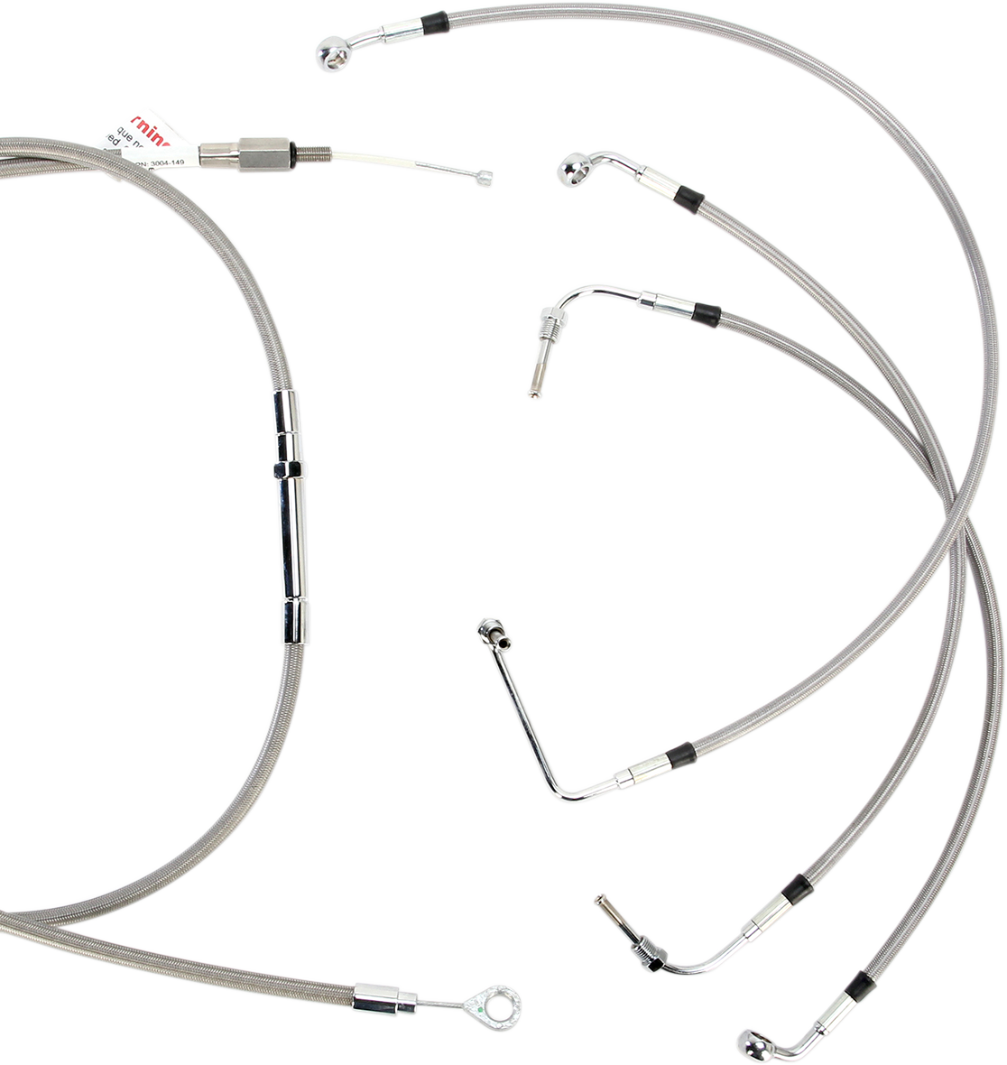 BURLY BRAND Complete Stainless Braided Handlebar Cable/Brake Line Kit - 13" Ape Hangers- '08-'13 FLH