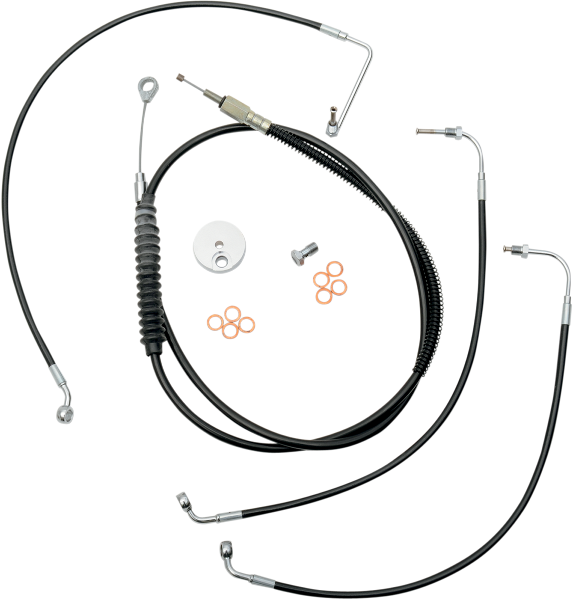 LA CHOPPERS Standard Black Vinyl Handlebar Cable/Brake Line Kit - 12"-14" Ape Hangers - '14-'16 FLHX