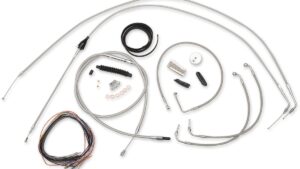 LA CHOPPERS Complete Stainless Braided Handlebar Cable/Brake Line Kit - 15"-17" Handlebars - '07 FLH