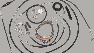 LA CHOPPERS Complete Black Vinyl Braided Handlebar Cable/Brake Line Kit - 15"-17" Handlebars - '07 FLH