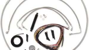 LA CHOPPERS Complete Stainless Braided Handlebar Cable/Brake Line Kit - 12"-14" Handlebars - '08-'13 FL