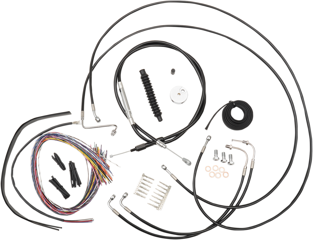 LA CHOPPERS Complete Black Vinyl Braided Handlebar Cable/Brake Line Kit - Mini Handlebars - '08-'13 FLH