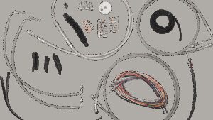 LA CHOPPERS Complete Stainless Braided Handlebar Cable/Brake Line Kit - 18"-20" Handlebars - '08-'13 FLH