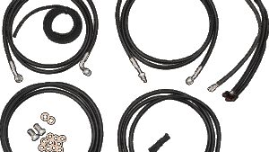 LA CHOPPERS Complete Black Vinyl Braided Handlebar Cable/Brake Line Kit - 15"-17" Handlebars - '14-'15 FLH