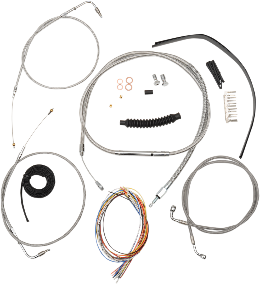 LA CHOPPERS Complete Stainless Braided Handlebar Cable/Brake Line Kit - 12"-14" Handlebars - '96-'06 Softail