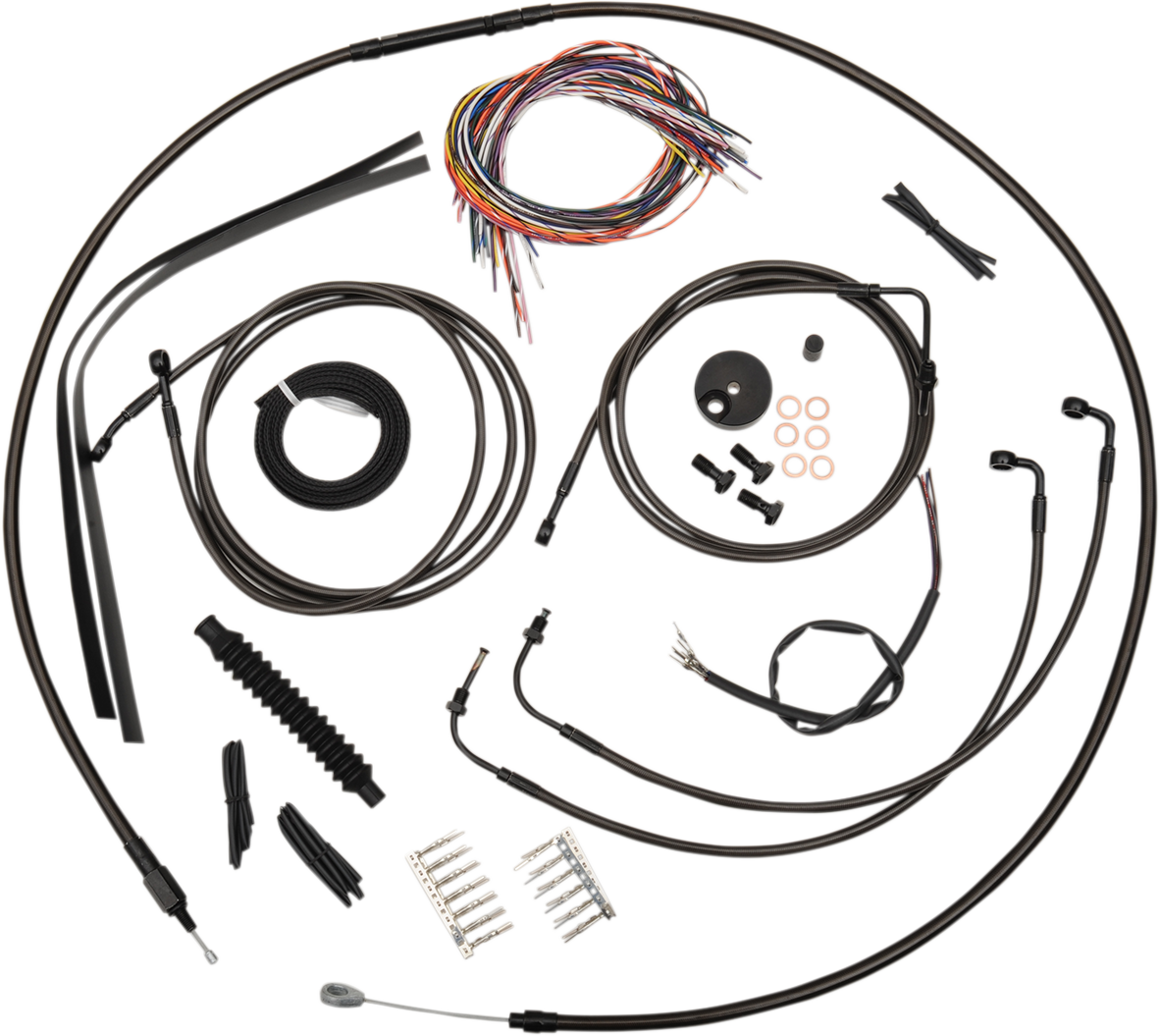 LA CHOPPERS Complete Midnight Braided Cable Kit - 15"-17" Handlebars - ABS - '08-'13 Touring/Trike