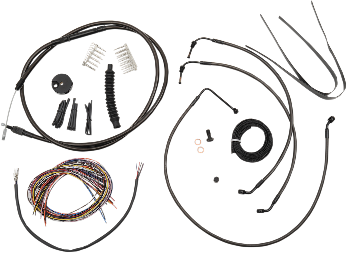 LA CHOPPERS Complete Midnight Braided Cable Kit - 12"-14" Handlebars - ABS - '14-'15 FLH