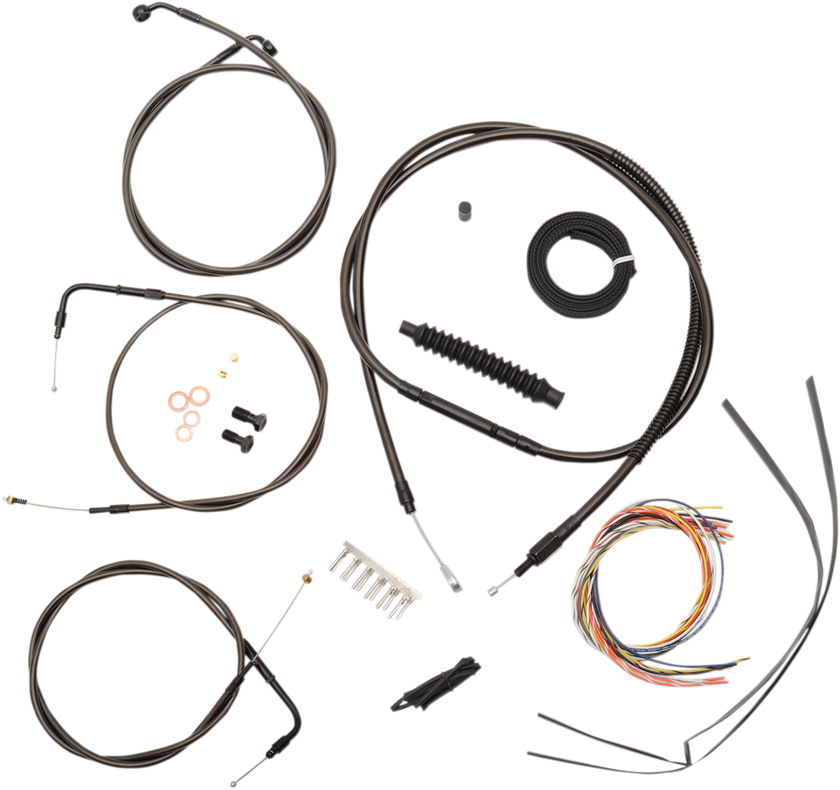 LA CHOPPERS Complete Midnight Braided Cable Kit - 12"-14" Handlebars - '11-'15 Softail