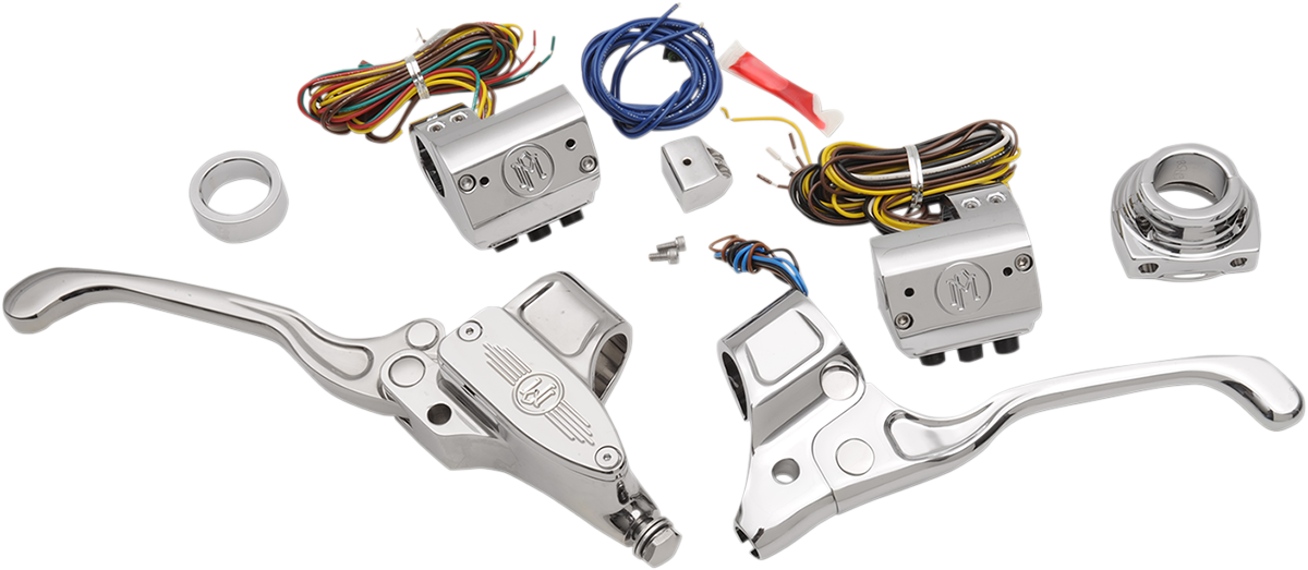 PERFORMANCE MACHINE (PM) Handlebar Control Kit - Cable - 9/16" Master Cylinder - Chrome