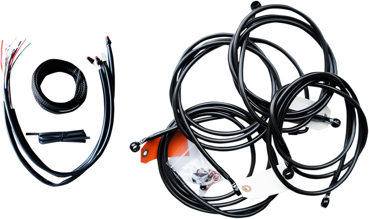 LA CHOPPERS Complete Midnight Braided Cable Kit - 12"-14" Handlebars - ABS - '16 FLH