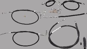 LA CHOPPERS Standard Black Vinyl Handlebar Cable/Brake Line Kit - 12"-14" Ape Hangers - '15 FLS
