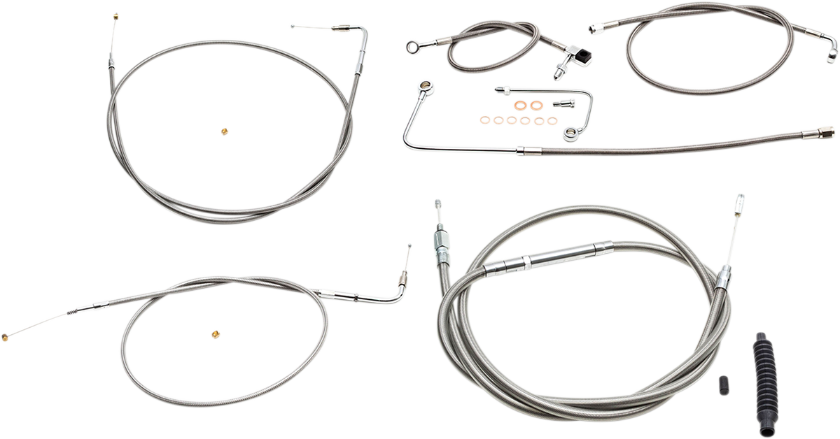 LA CHOPPERS Standard Stainless Braided Handlebar Cable/Brake Line Kit - 15"-17" Ape Hangers - '15-'17 FLS