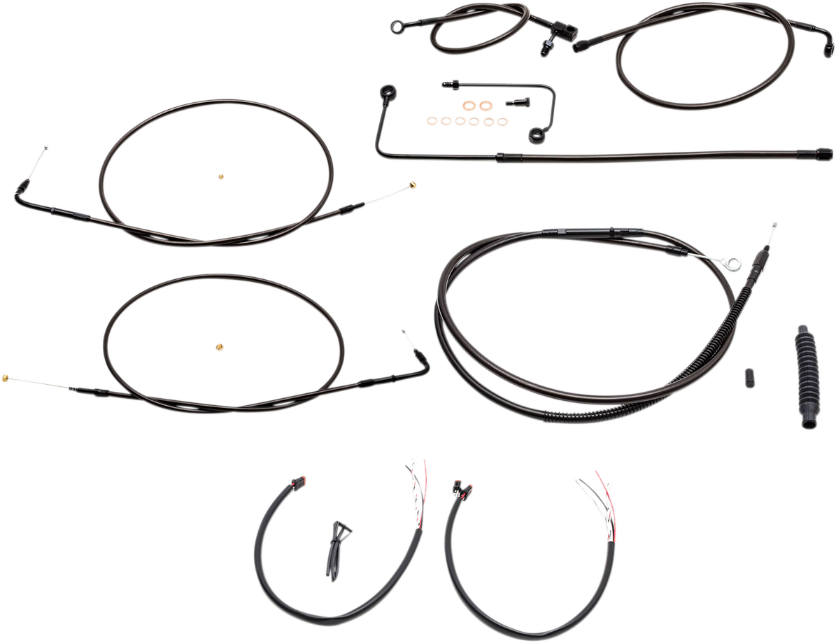 LA CHOPPERS Complete Midnight Braided Cable Kit - 12"-14" Handlebars - '15 FLS