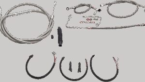 LA CHOPPERS Complete Stainless Braided Handlebar Cable/Brake Line Kit - 18"-20" Handlebars - '16-'17 FLS