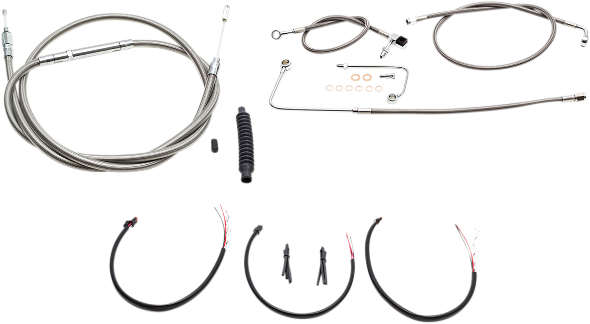 LA CHOPPERS Complete Stainless Braided Handlebar Cable/Brake Line Kit - 18"-20" Handlebars - '16-'17 FLS